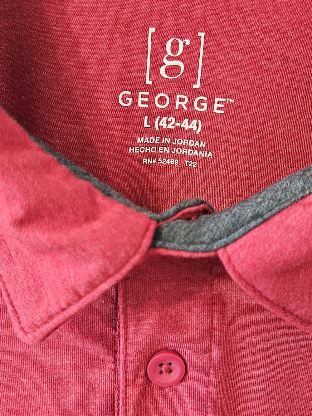 George Men’s Crimson Polo with Black Chest Stripes - Picture 4 of 5